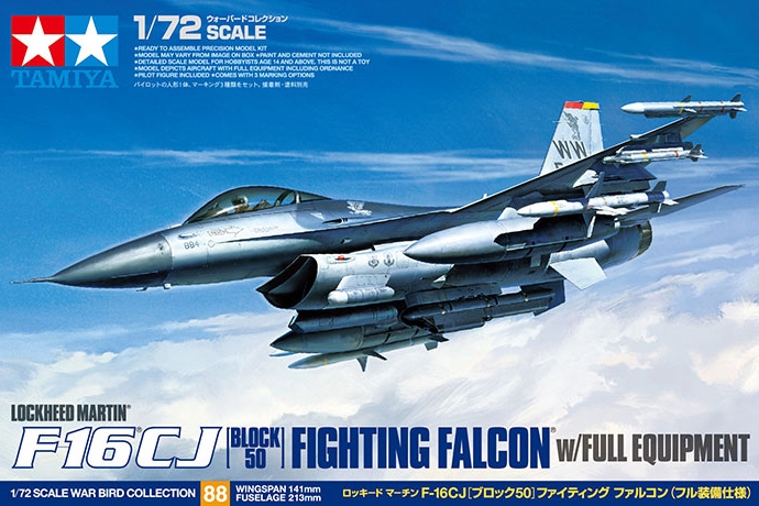 Сборная модель 1/72 Lockheed-Martin F-16CJ Fighting Falcon Block 50 (Tamiya)