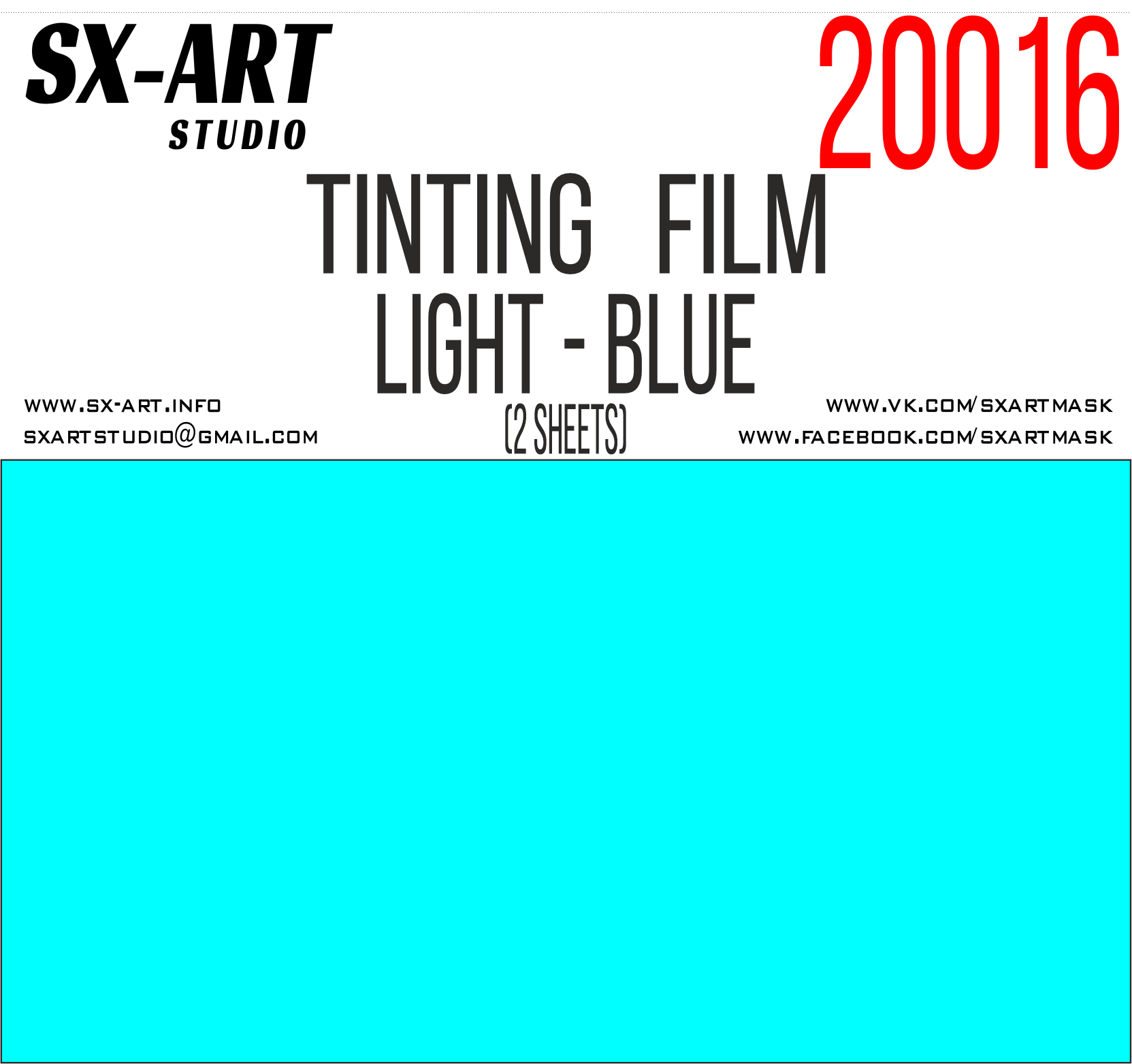 Тонировочная пленка светло-голубой 140х200 (2 листа) (SX-Art)