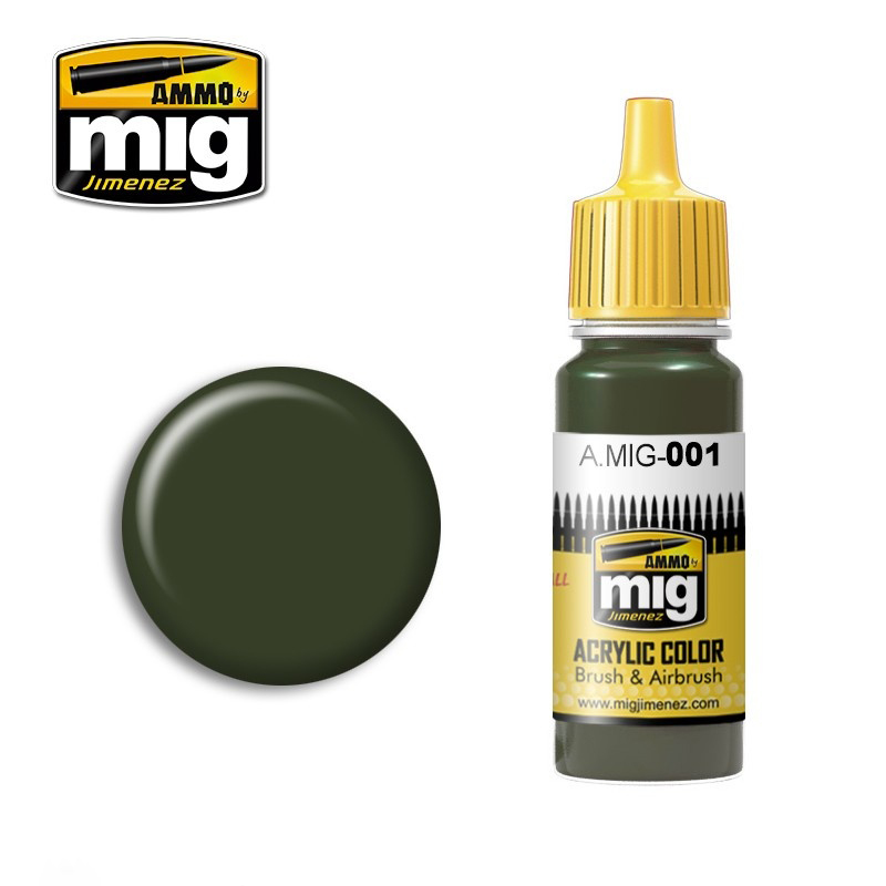 Краска акриловая Оливково-зеленая №1, RAL 6003 (Ammo Mig) (17ml)