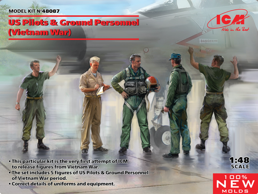 Дополнения из смолы 1/48 US Pilots & Ground Pers. Vietnam War (5 fig.) (ICM)