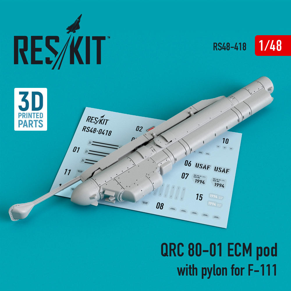 Дополнения из смолы 1/48 QRC 80-01 ECM pod with pylon for General-Dynamics F-111 (ResKit)