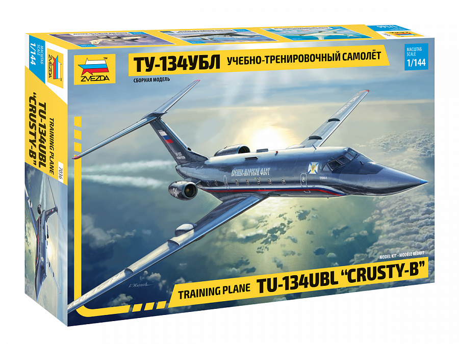 Сборная модель 1/144 Учебно-тренировочный самолёт ТУ-134УБЛ (Zvezda)