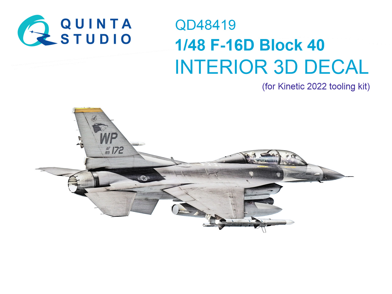 3D Декаль интерьера кабины F-16D block 40 (Kinetic 2022г. разработки)