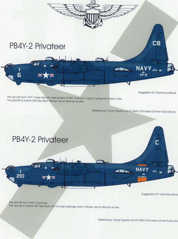 Декаль 1/72 US Navy Lockheed PB4Y-2 Privateers (Blackbird Models)