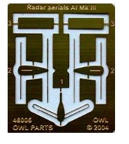 Фототравление 1/48 Radar Aerials RAF AI MKIII (Owl Decals)