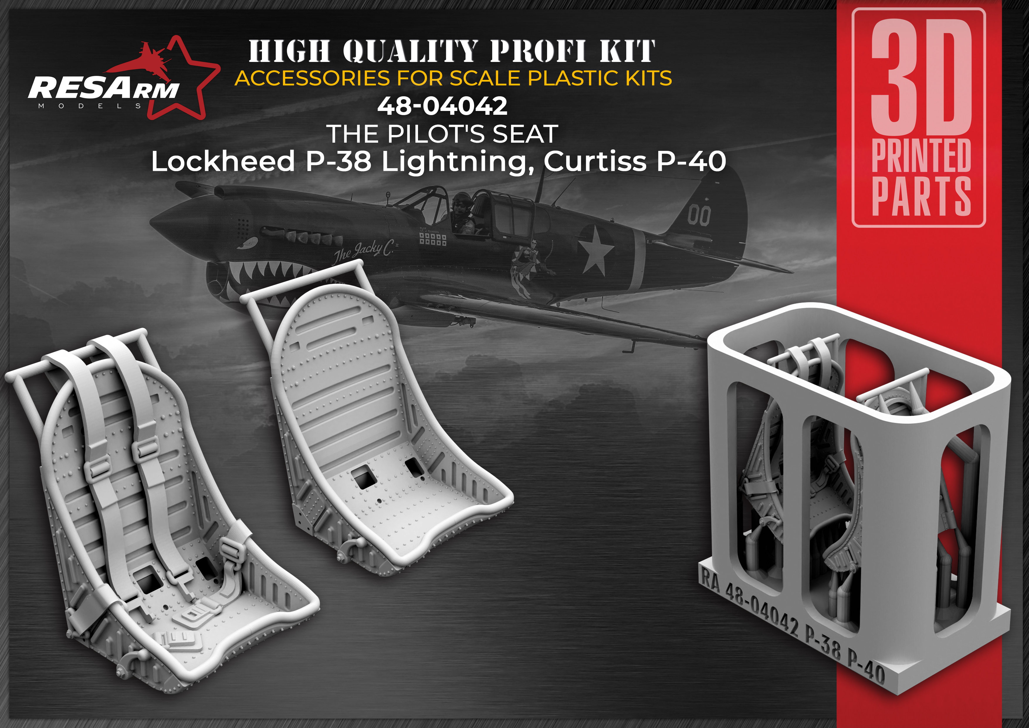Дополнения из смолы 1/48 Кресло пилота P-40,P-38 (RESArm)