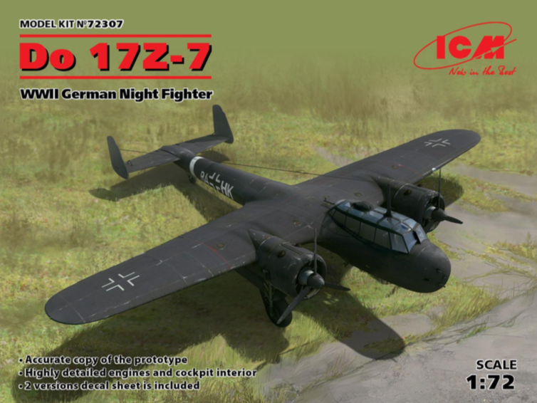 Сборная модель 1/72 Dornier Do 17Z-7 German WWII Night Fighter (ICM)