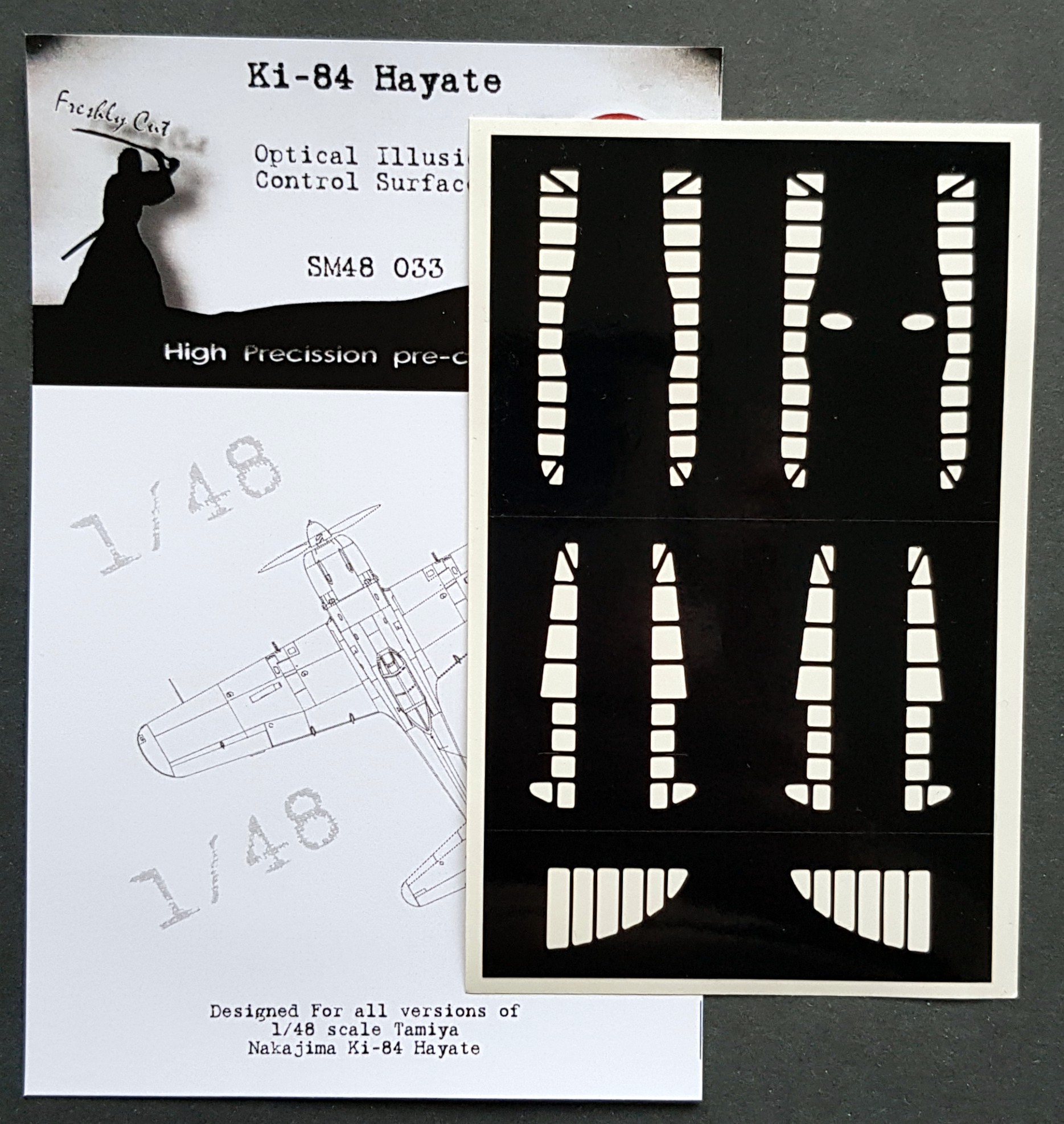 Nakajima Ki-84 Hayate 3D/optical illusion paint mask for control surfaces (Tamiya kits)