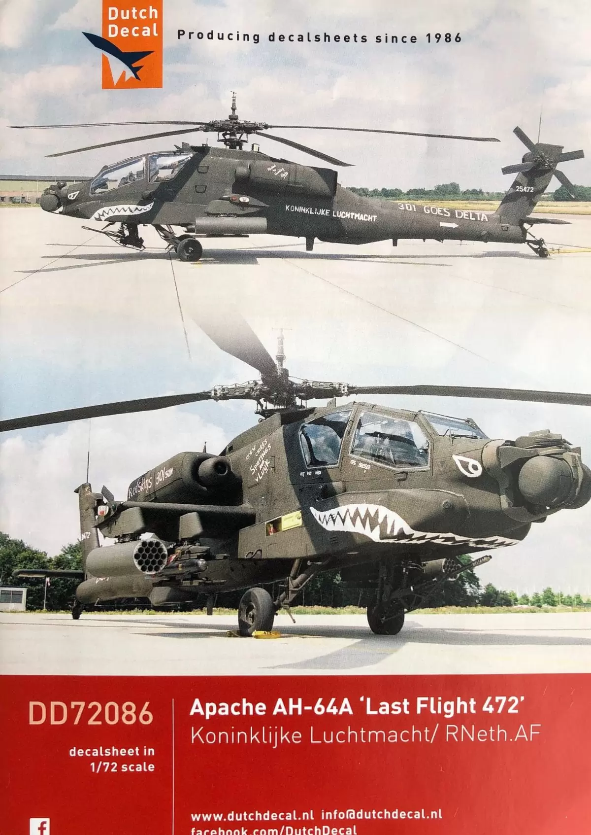 Декаль 1/72 Apache AH-64A 'Last Flight 472' (Dutch Decal)