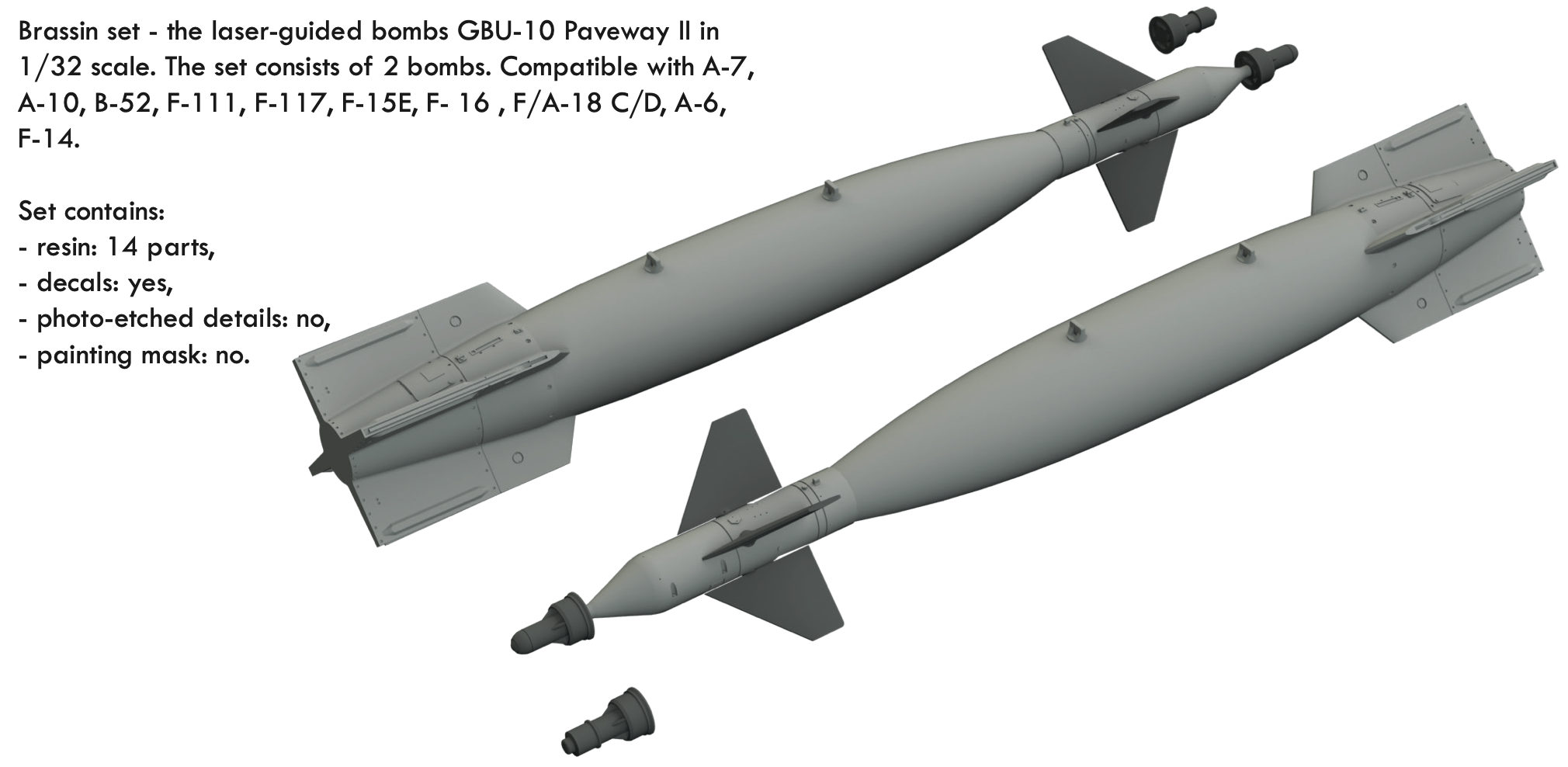 Дополнения из смолы 1/32 Бомбы GBU-10 Paveway II