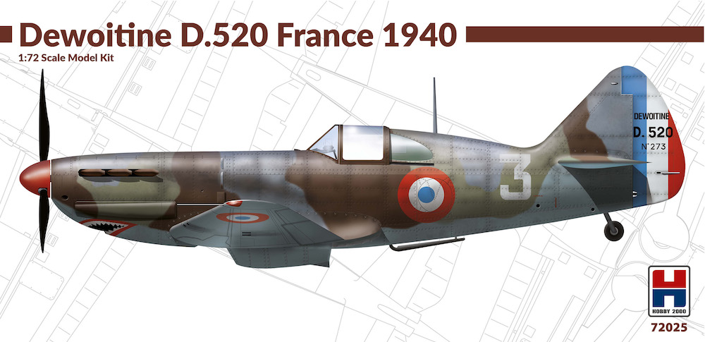Сборная модель 1/72 Dewoitine D.520 France 1940 (ex Hasegawa) (Hobby 2000)