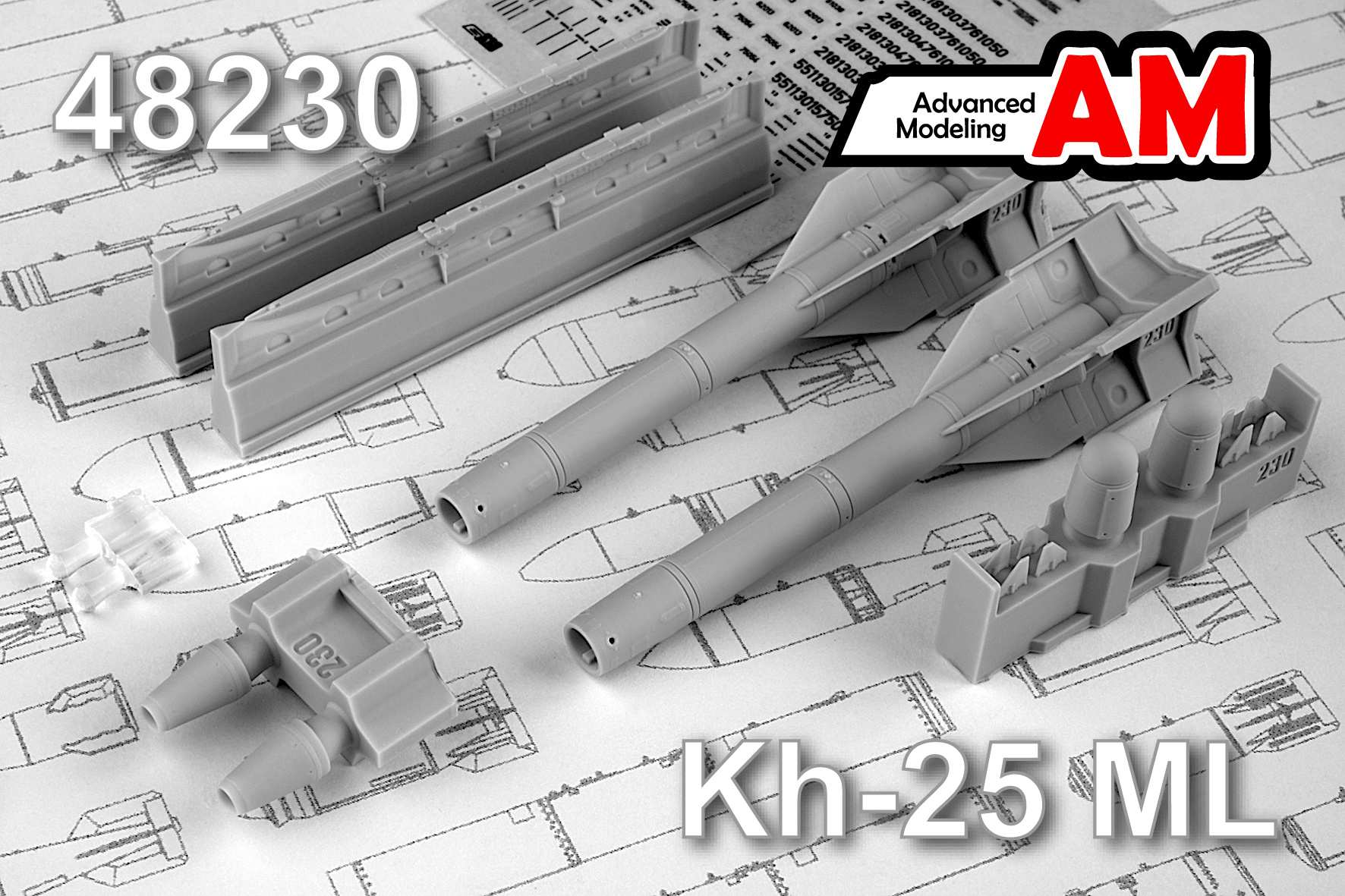Дополнения из смолы 1/48 Авиационная управляемая ракета Х-25МЛ с АПУ-68УМ2 (Advanced Modeling)
