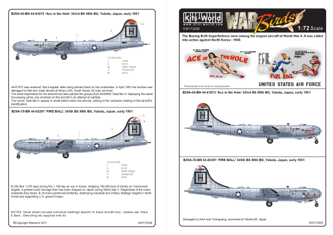 Декаль 1/72 Boeing B-29A Superfortress (2) (Kits-World)