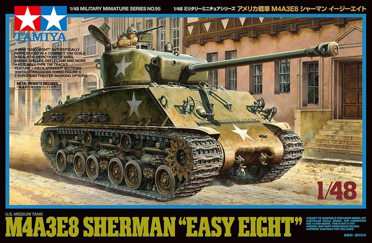 Сборная модель 1/48 Американский средний танк M4A3E8 Sherman "Easy Eight" с фиг. командира (Tamiya)