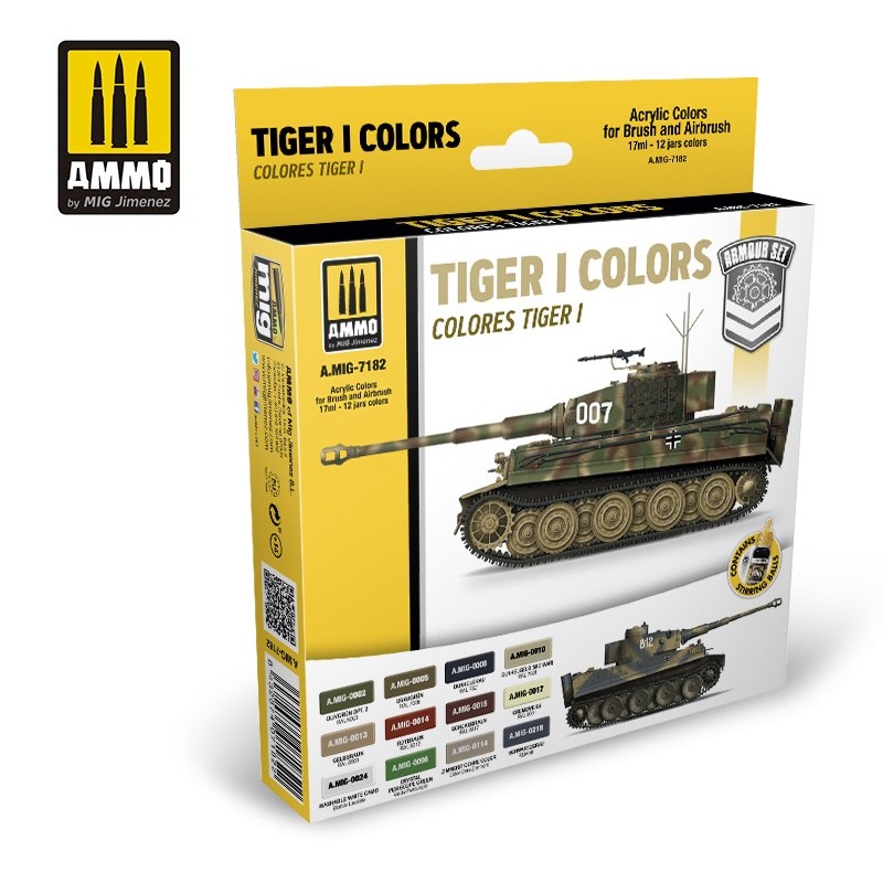 Набор акриловых красок Tiger I Colors Set  (Ammo Mig) (6x17ml)