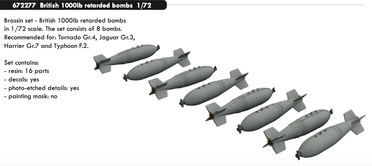 Дополнения из смолы 1/72 British 1000lb retarded bombs