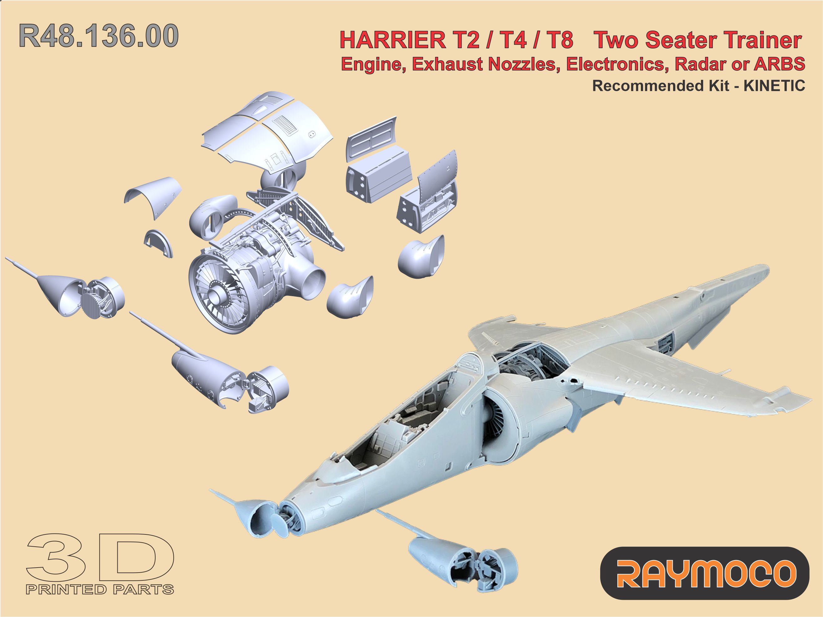 Дополнения из смолы 1/48 HARRIER T2/T4/T8 Engine, Nozzles, Electronics, Radar or ARBS. (Raymoco)