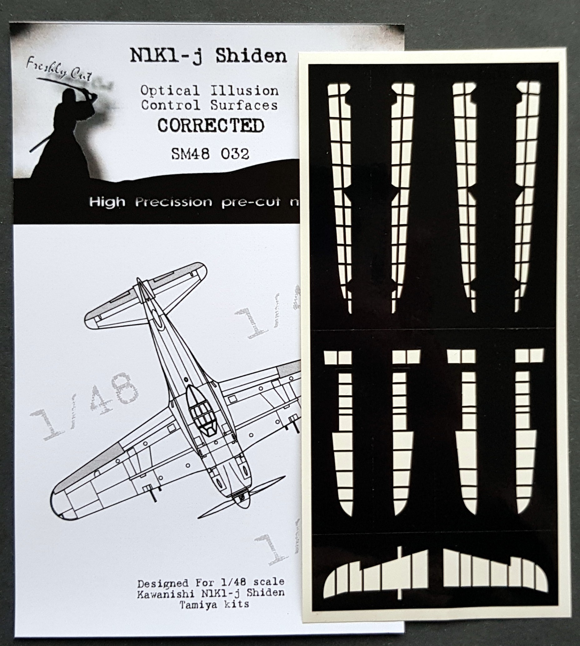 Kawanishi N1K1-J Shiden 3D/optical illusion paint mask for control surfaces (Tamiya kits)