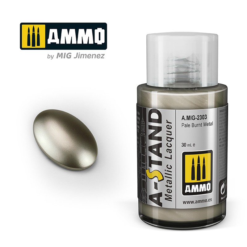 Лак металлик A-STAND Pale Burnt Metal (Ammo Mig) (30ml)