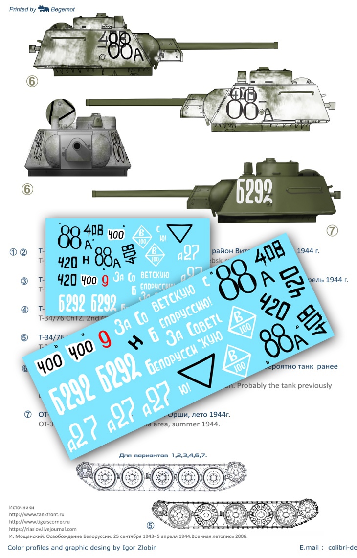 Декаль 1/35 Т-34/76, Operation Bagration (Colibri Decals)