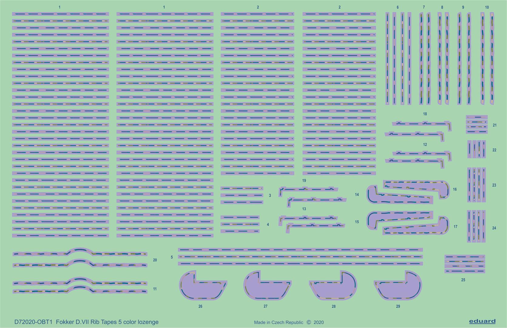 Декаль 1/72 Fokker D.VII rib tapes 5-color lozenge