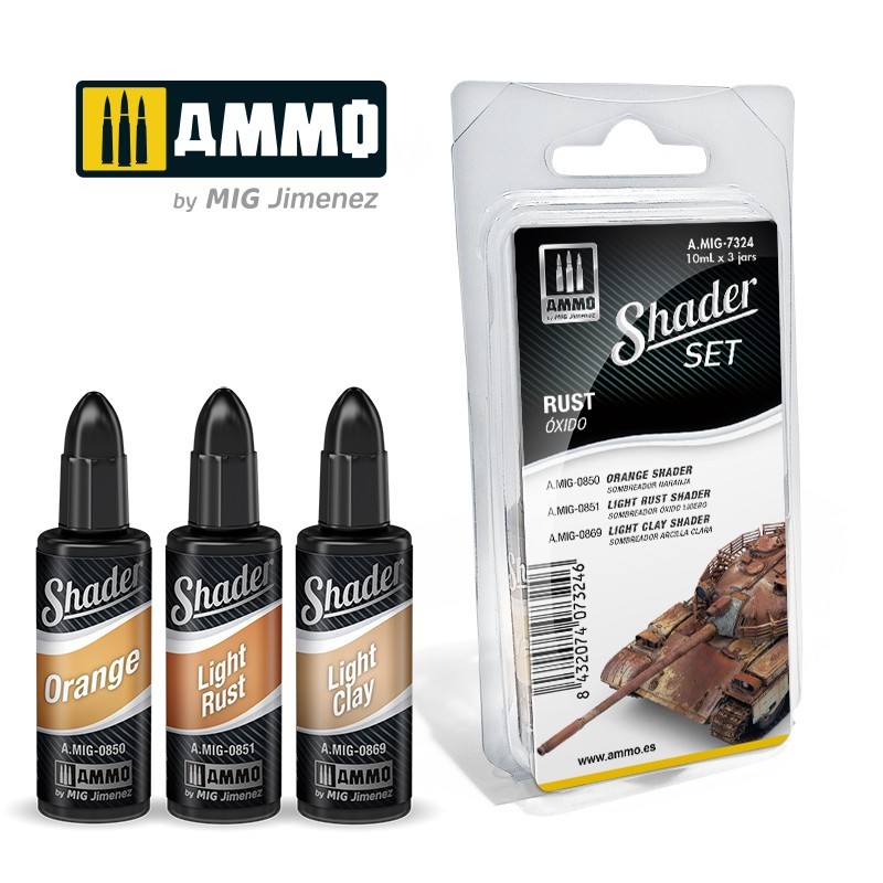 Набор акриловых красок SHADER Set Rust (Ammo Mig) (3x10ml)