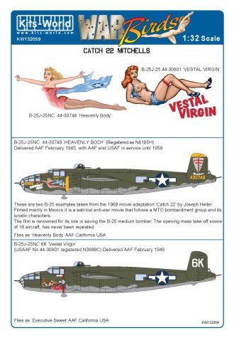 Декаль 1/32 Catch 22 North-American Mitchells B-25J-25NC 44-30748 'Heavenly Body' (Kits-World)