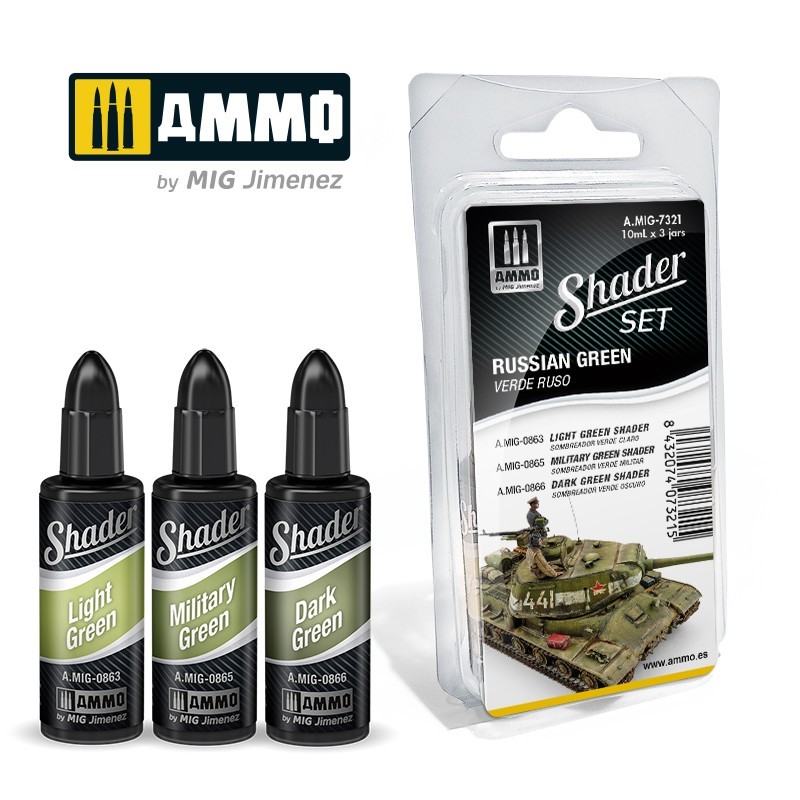 Набор акриловых красок SHADER Set Russian Green (Ammo Mig) (3x10ml)