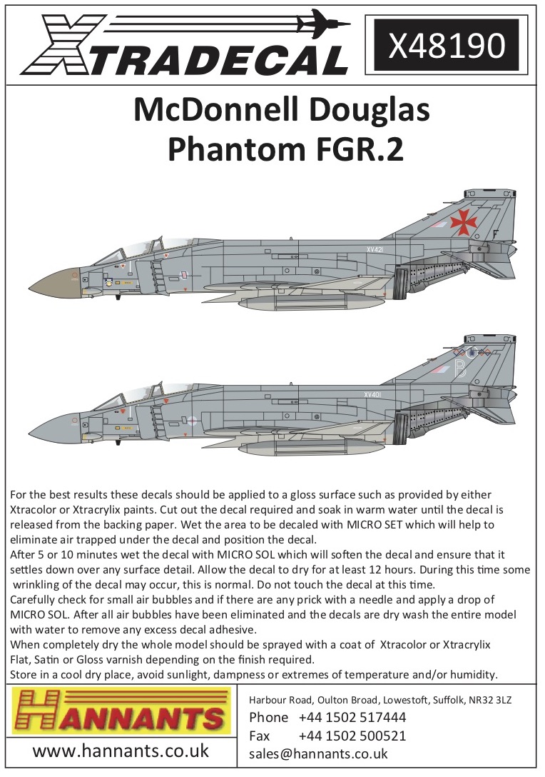 Декаль 1/48 McDonnell-Douglas FGR.2 Phantom (10) in late grey camouflage (Xtradecal)