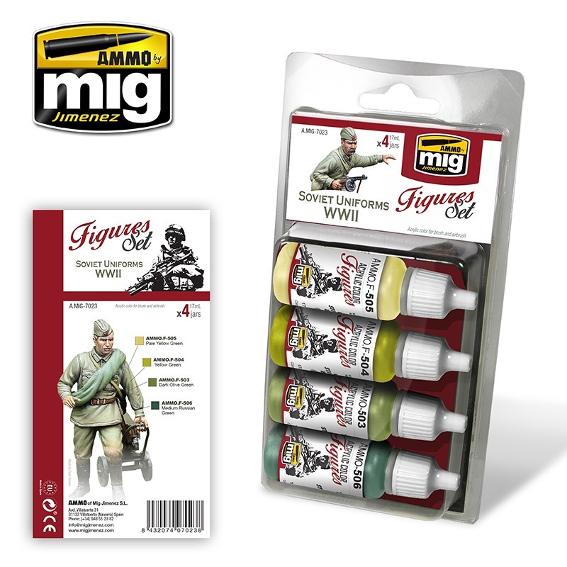 Набор акриловых красок Soviet uniforms WWII Figures Set (Ammo Mig) (4x17ml)