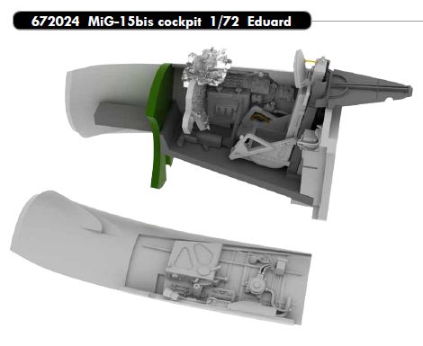 Дополнения из смолы 1/72 Кабина пилота МиГ-15бис (для модели Eduard kits)