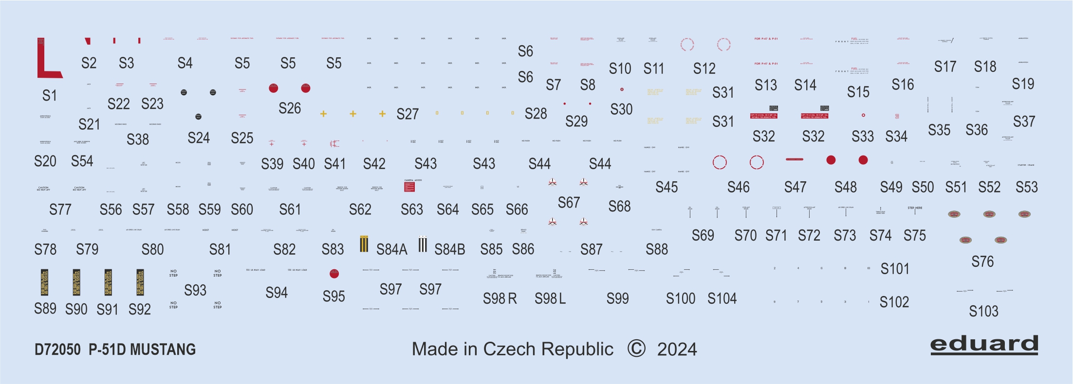 Декаль 1/72 P-51D stencils (EDU)