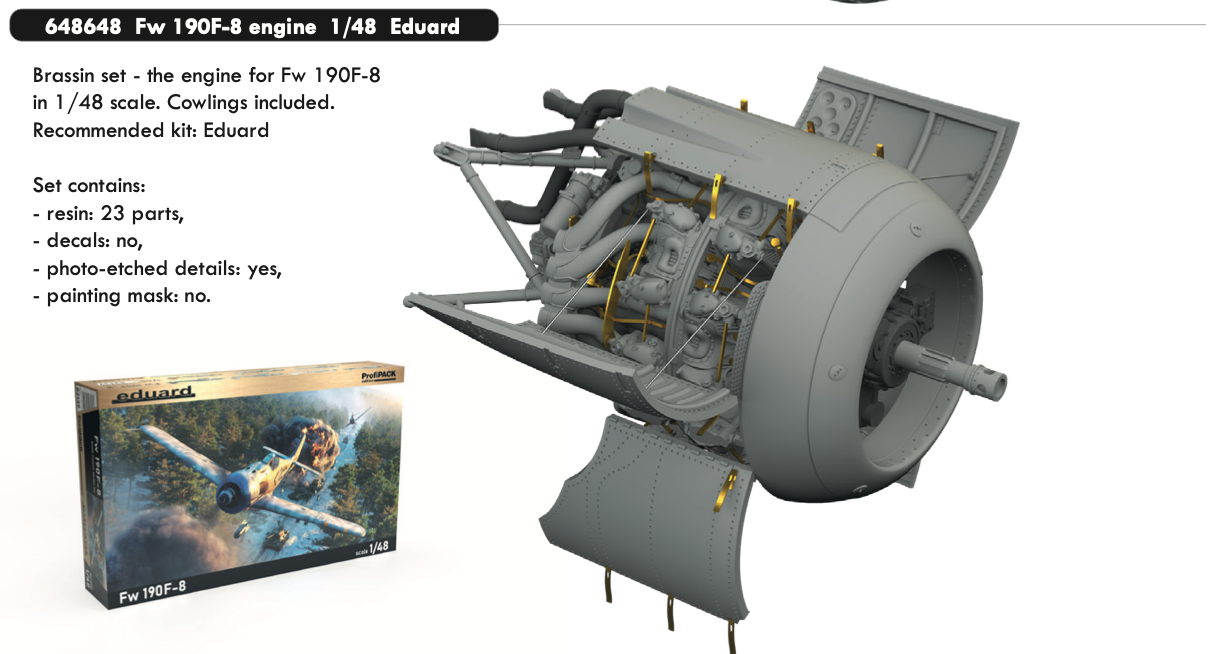 Дополнения из смолы 1/48 Двигатель Focke-Wulf Fw-190F-8 (для модели Eduard kits)