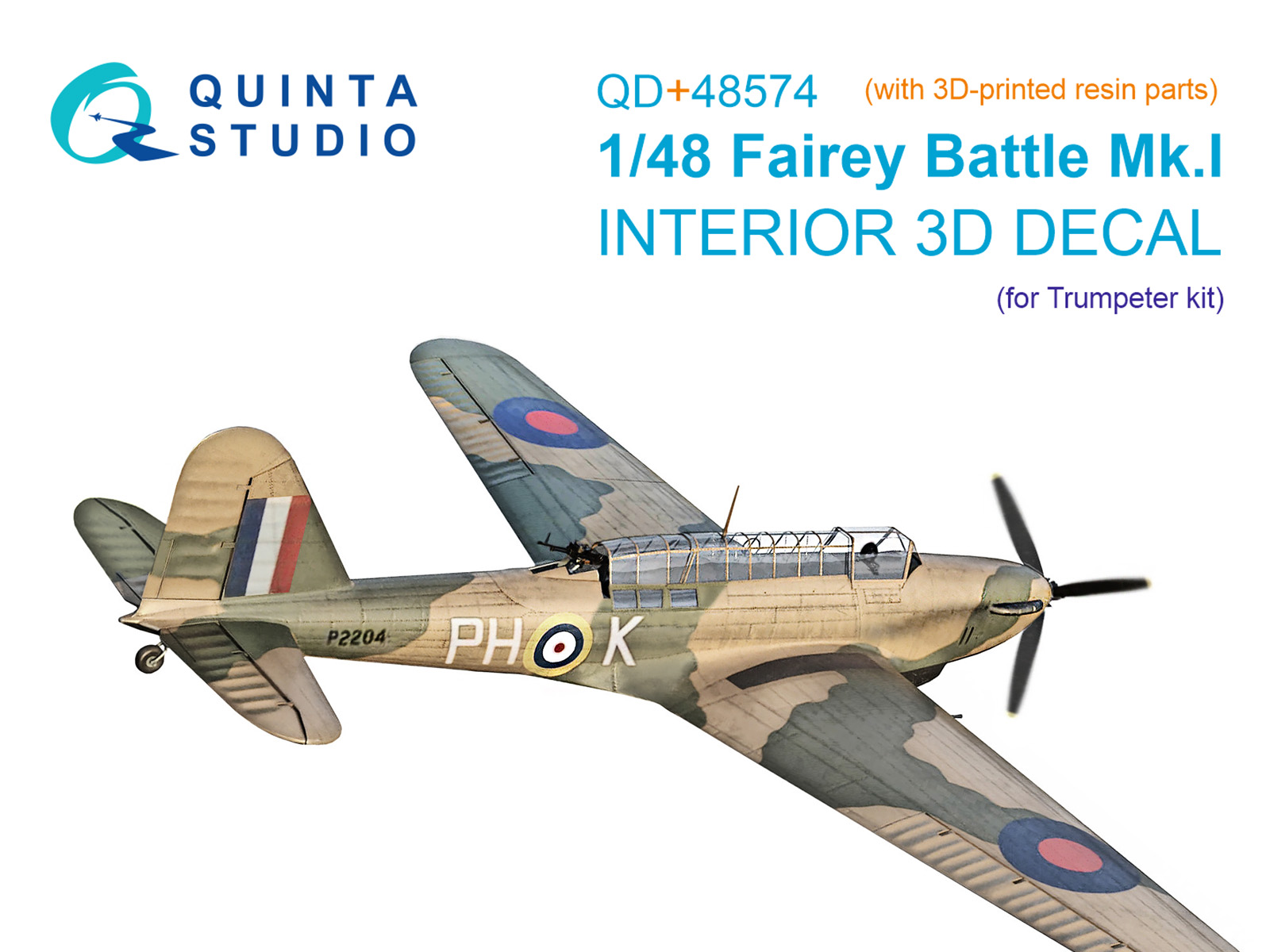 3D Декаль интерьера кабины Fairey Battle Mk.I (Trumpeter) (с 3D-печатными деталями)
