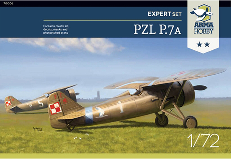 Сборная модель 1/72 PZL P.7a Expert Set  (Arma Hobby)