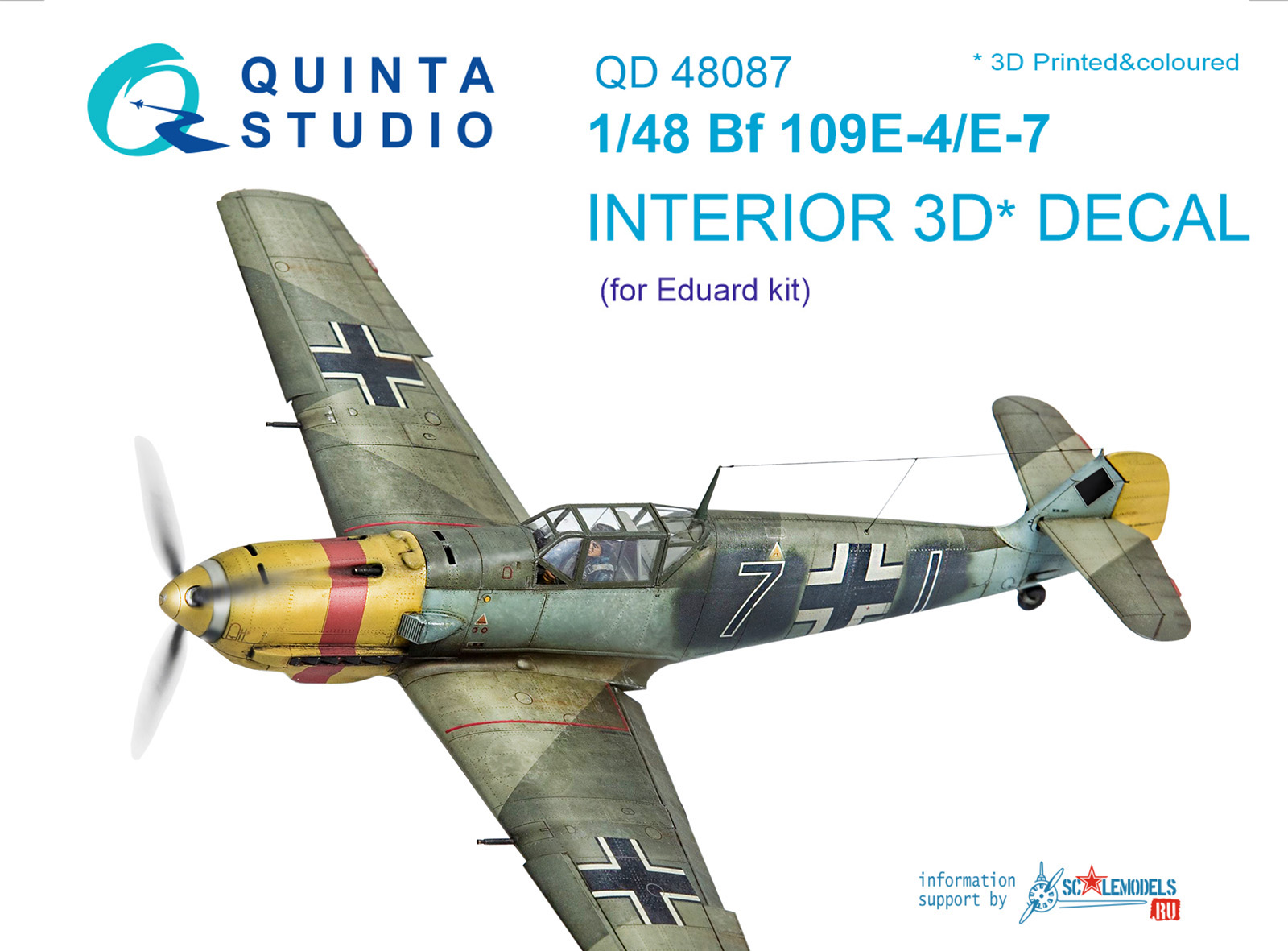 3D Декаль интерьера кабины  Bf 109E-4/E-7 (для модели Eduard)