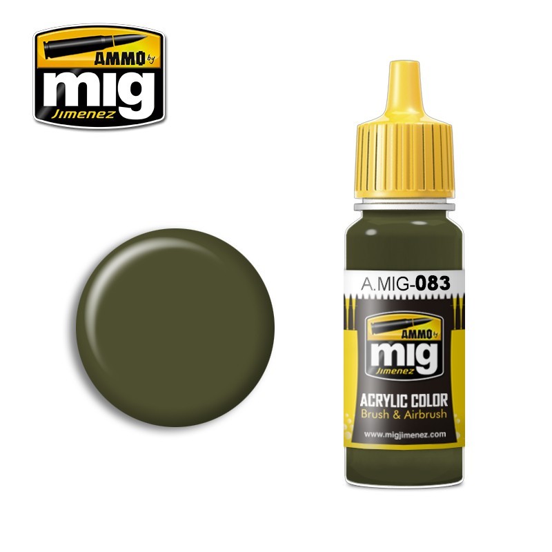 Краска акриловая Защитно-зеленый, послевоенный (Ammo Mig) (17ml)