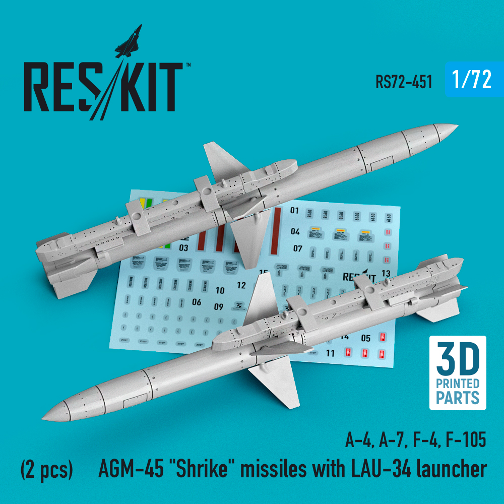 Дополнения из смолы 1/72 AGM-45 "Shrike" missiles with LAU-34 launcher (2 pcs) (ResKit)