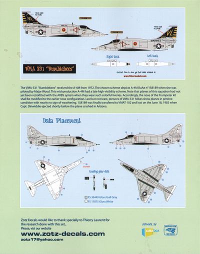 Декаль 1/32 Douglas A-4M Skyhawk Last Of The Hot Rods  (Zotz)