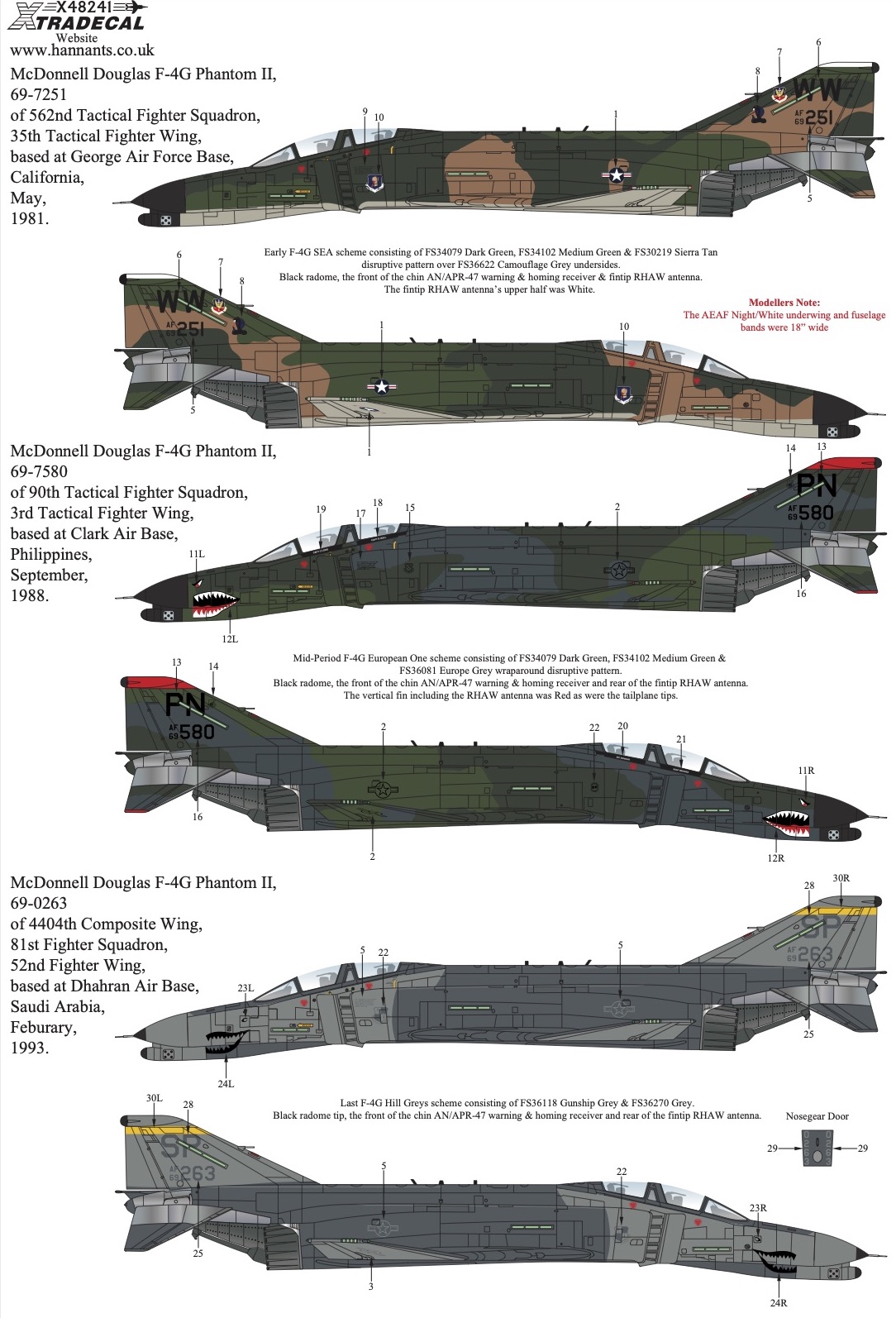 Декаль 1/48 McDonnell F-4G Phantom 'Wild Weasel' Collection Pt1 (6) (Xtradecal)