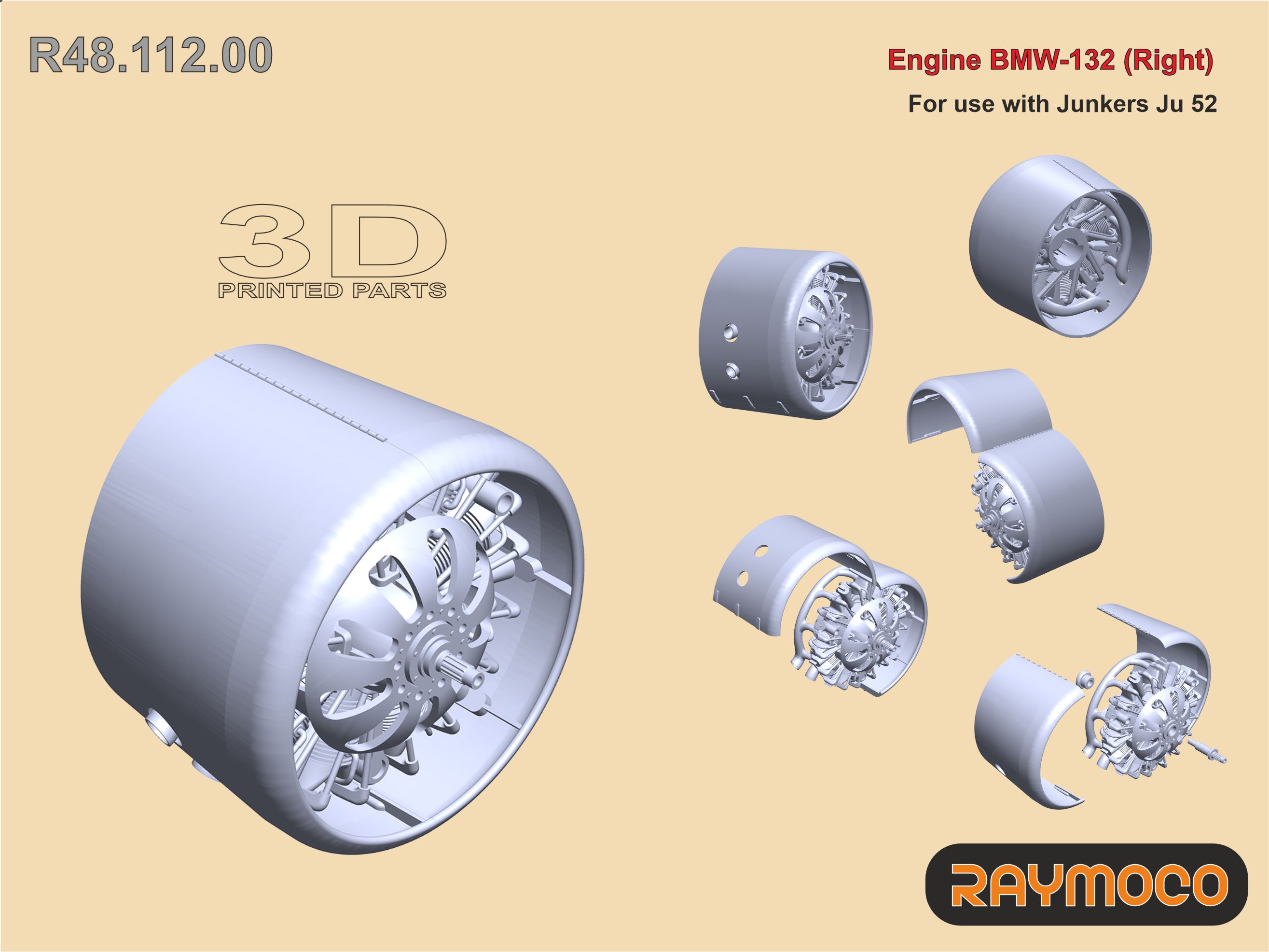 Дополнения из смолы 1/48 Engine BMW-132 Right (Raymoco)