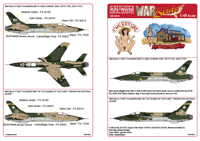 Декаль 1/48 REPUBLIC F-105 THUNDERCHIEF (Kits-World)