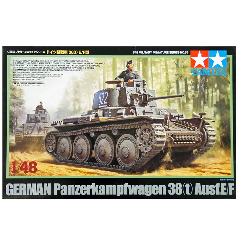 Сборная модель 1/48 Немецкий танк Panzerkampfwagen 38(t) Ausf.E/F с фигурой танкиста (Tamiya)