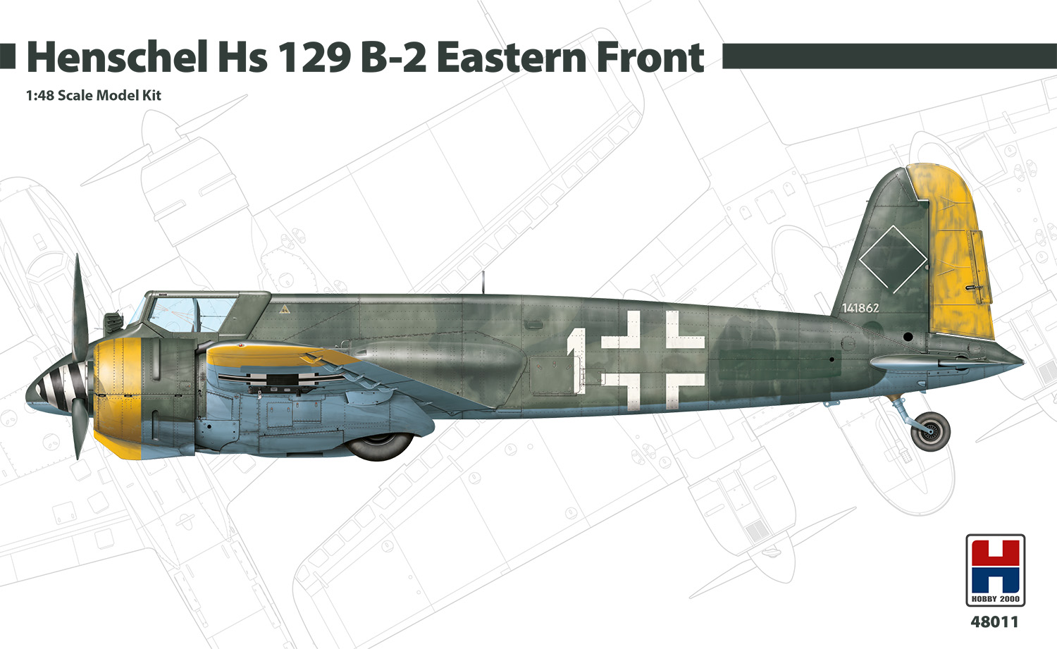 Сборная модель 1/48 Henschel Hs-129B-2 Eastern Front (Hobby 2000)