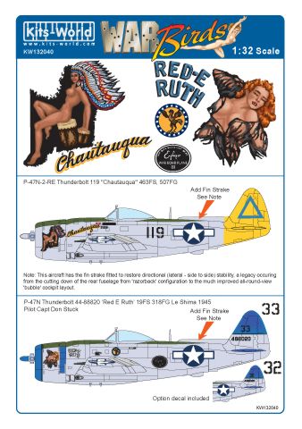 Декаль 1/32 Republic P-47N-2-RE Thunderbolt 119 'Chatauqua' (Kits-World)