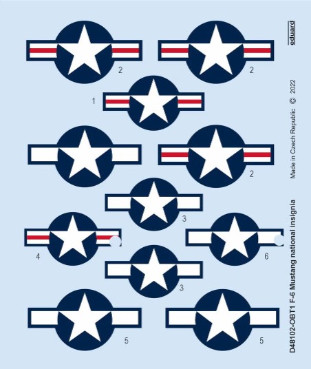 Декаль 1/48 F-6 Mustang national insignia (EDU)