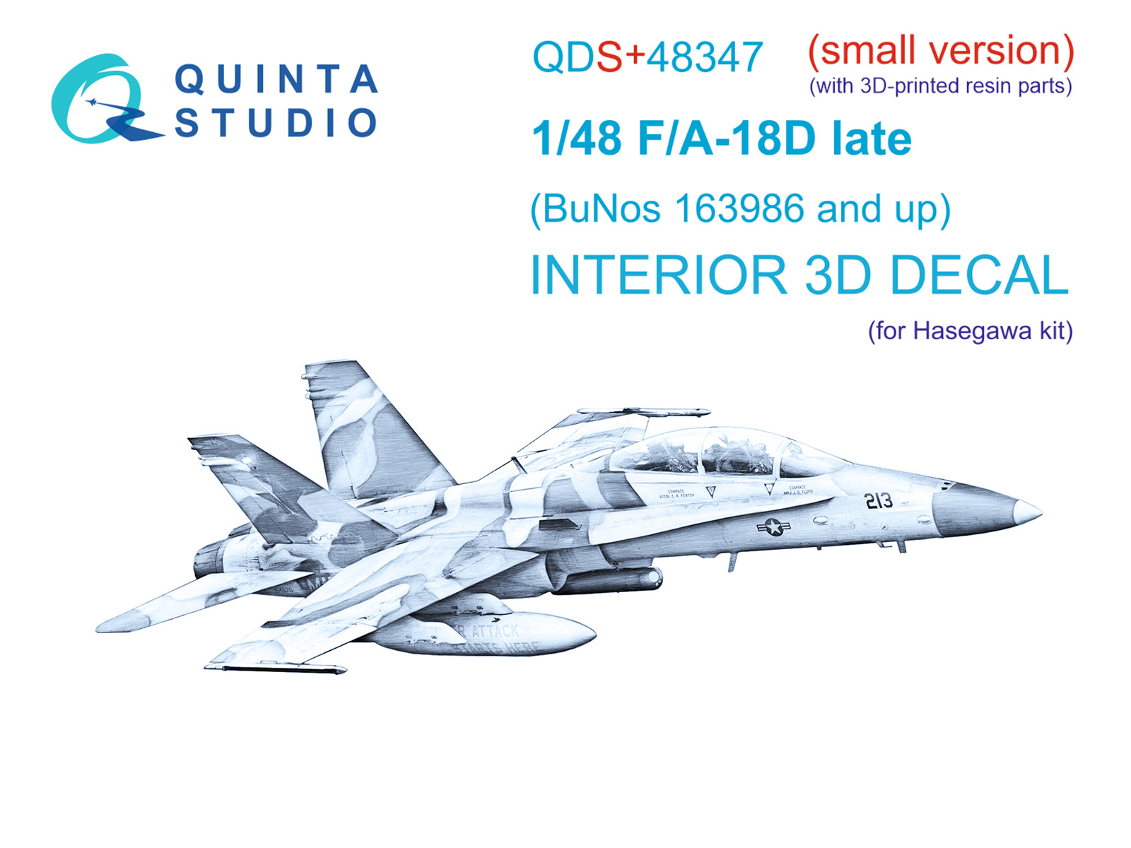 3D Декаль интерьера кабины FA-18D поздний (Hasegawa) (с 3D-печатными деталями) (Малая версия)