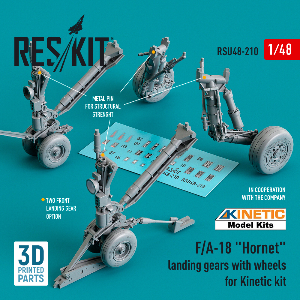 Дополнения из смолы 1/48 McDonnell-Douglas F/A-18A/F/AB/F/C/F/D Hornet landing gears with wheels