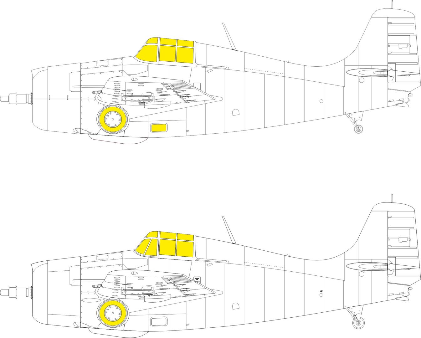 Окрасочная маска 1/48 Grumman F4F-3 Wildcat TFace canopy frame paint mask (inside & outside)(Eduard)