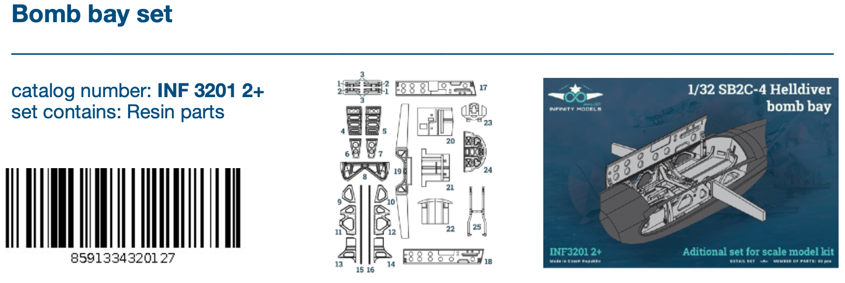 Дополнения из смолы 1/32 Комплект бомбоотсека Curtiss SB2C-4 Helldiver (для Infinity Models) 